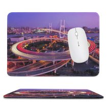 yanfind The Mouse Pad Nanpu Bridge Modern Architecture Cityscape Shanghai City Lights Exposure Pattern Design Stitched Edges Suitable for home office game