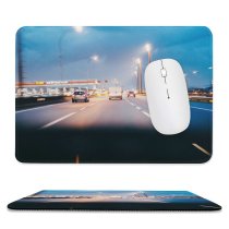 yanfind The Mouse Pad Blur Journey Street Illuminated Lights Downtown Clouds Sunset Fast Traffic Evening Travel Pattern Design Stitched Edges Suitable for home office game