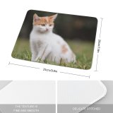 yanfind The Mouse Pad Blur Focus Whiskers Cat Grass Pet Sit Fur Outdoors Kitten Adorable Cute Pattern Design Stitched Edges Suitable for home office game