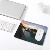 yanfind The Mouse Pad Backlit Hut Sunset Grass Wood Landscape Evening Pier Travel Bridge Wooden Light Pattern Design Stitched Edges Suitable for home office game