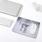 yanfind The Mouse Pad Wood Winter Frosty Frozen Snowstorm Deer Sledge Season Lapland Tree Ice Frost Pattern Design Stitched Edges Suitable for home office game