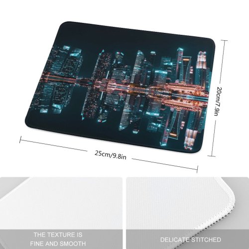 yanfind The Mouse Pad Pang Yuhao Singapore City Skyscrapers Modern Architecture Night Life City Lights Reflection Pattern Design Stitched Edges Suitable for home office game