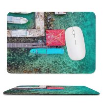 yanfind The Mouse Pad Boats Above Drone From Dock Sea Ocean Eye Bird's Watercrafts Aerial Shot Pattern Design Stitched Edges Suitable for home office game