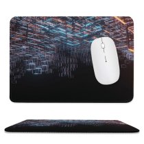 yanfind The Mouse Pad Abstract Cubes Structure Neon Lighting Hanging Metal Pattern Design Stitched Edges Suitable for home office game
