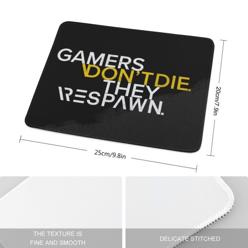 yanfind The Mouse Pad Black Dark Quotes Gamer Quotes Dont Die Respawn Hardcore Dark Pattern Design Stitched Edges Suitable for home office game