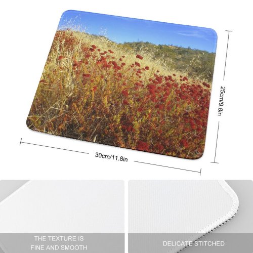 yanfind The Mouse Pad Family Ecoregion Mountains Vegetation Coquelicot Plant Fall Leaf Wildflower Grass Meadow Hills Pattern Design Stitched Edges Suitable for home office game