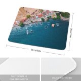 yanfind The Mouse Pad Boats Coast Sand Footage Daytime Beach Sight Urban Ocean Outdoors Seashore Fishing Pattern Design Stitched Edges Suitable for home office game
