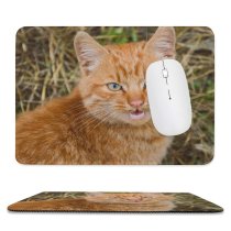 yanfind The Mouse Pad Funny Curiosity Outdoors Little Eye Staring Grass Whisker Downy Portrait Pattern Design Stitched Edges Suitable for home office game