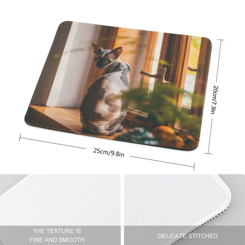 yanfind The Mouse Pad Pet Light Family Room Portrait Tabby Wood Curiosity Cute Focus Little Adorable Pattern Design Stitched Edges Suitable for home office game