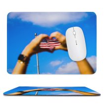 yanfind The Mouse Pad Blur Freedom Clouds Hands States Flag Stripes Outdoor Wind Unity Sky Summer Pattern Design Stitched Edges Suitable for home office game