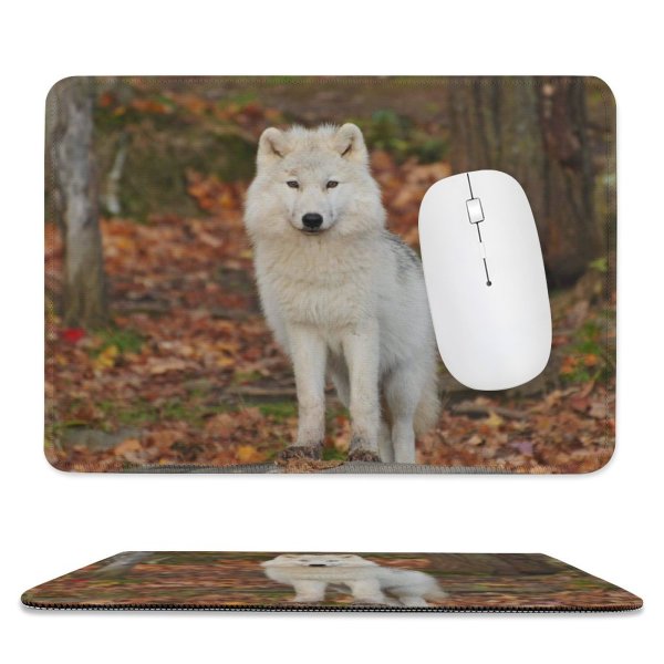 yanfind The Mouse Pad Blur Focus Wild Life Wolf Depth Field Predator Shallow Wildlife Hunter Fur- Pattern Design Stitched Edges Suitable for home office game