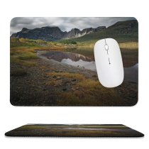 yanfind The Mouse Pad Scenery Range Tree Mountain Wilderness Plant Sunset Free Ground Basin Norway Pattern Design Stitched Edges Suitable for home office game