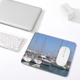 yanfind The Mouse Pad Marina Watercraft Harbor Marina Sailboat Boats Mast Sea Harbour Vehicle Dock Boat Pattern Design Stitched Edges Suitable for home office game