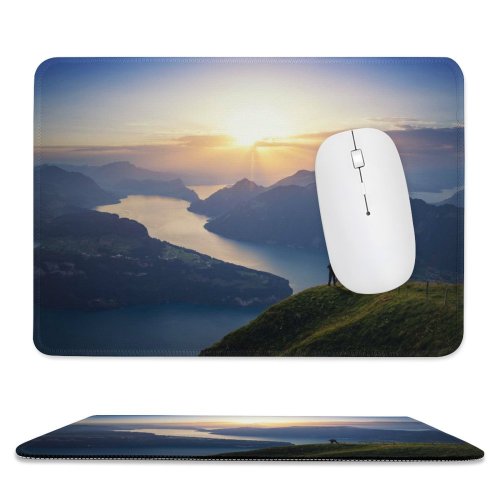 yanfind The Mouse Pad Dominic Kamp Lake Lucerne Landscape Mountains Sunset Switzerland Pattern Design Stitched Edges Suitable for home office game