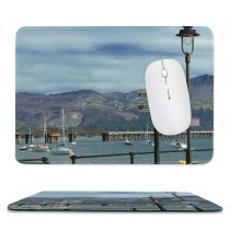 yanfind The Mouse Pad Boating Boats Tourism Coast Coastline Clouds Port Landscape Mountains Travel Bridge Marina Pattern Design Stitched Edges Suitable for home office game
