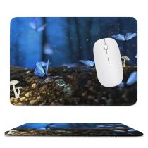 yanfind The Mouse Pad Butterflies Mushroom Plants Macro Forest Bokeh Pattern Design Stitched Edges Suitable for home office game