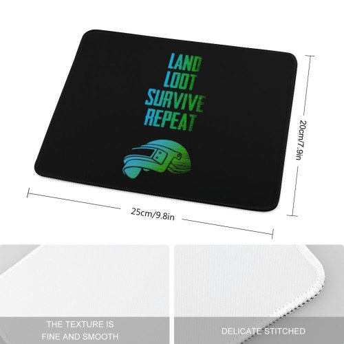 yanfind The Mouse Pad Black Dark Quotes Games PUBG Survive Loot Repeat PUBG Helmet Pattern Design Stitched Edges Suitable for home office game