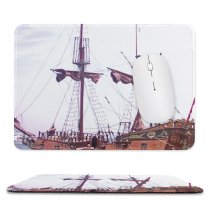 yanfind The Mouse Pad Flagship Watercraft Caravel Pirate Sea Vehicle Ship Sailboat Carrack Wood Ship Boat Pattern Design Stitched Edges Suitable for home office game