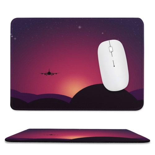 yanfind The Mouse Pad Chiara Lily Plane Sunset Starry Sky Sky Pattern Design Stitched Edges Suitable for home office game