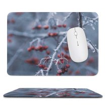 yanfind The Mouse Pad Blur Frozen Focus Tree Winter Season Depth Freeze Icy Field Snow Fruit Pattern Design Stitched Edges Suitable for home office game