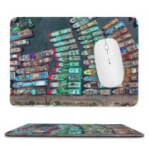 yanfind The Mouse Pad Boats Above Drone From Fishing Eye Bird's Watercrafts Aerial Shot Pattern Design Stitched Edges Suitable for home office game