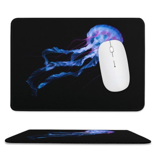 yanfind The Mouse Pad Collins Black Dark Jellyfish Aquarium Glowing AMOLED Underwater Pattern Design Stitched Edges Suitable for home office game
