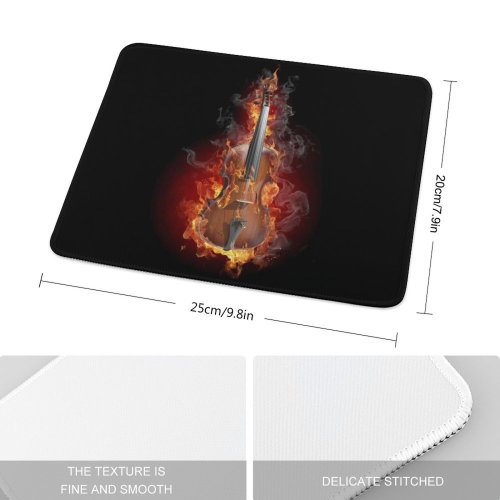 yanfind The Mouse Pad Black Dark Violin Fire Pattern Design Stitched Edges Suitable for home office game