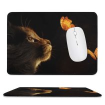yanfind The Mouse Pad Chiara Lily Black Dark Kitten Cat Butterflies Glowing Manipulation Closeup Pattern Design Stitched Edges Suitable for home office game