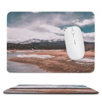 yanfind The Mouse Pad Abies Scenery Range Tree Mountain Plant Fir Free Ground Basin Ice Pattern Design Stitched Edges Suitable for home office game
