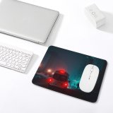 yanfind The Mouse Pad Blur Frozen Winter Street City Dark Illuminated Lights Landscape Traffic Evening Travel Pattern Design Stitched Edges Suitable for home office game