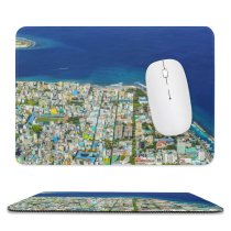 yanfind The Mouse Pad Boats Coast City Cityscape Archipelago Landscape Daytime Buildings Beach Sight Watercrafts Dock Pattern Design Stitched Edges Suitable for home office game