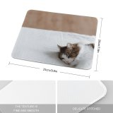 yanfind The Mouse Pad Wood Winter Funny Cute Sleep Cat Young Little Eye Portrait Family Kitten Pattern Design Stitched Edges Suitable for home office game