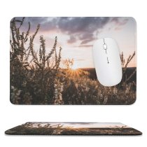 yanfind The Mouse Pad Blur Golden Rural Flowers Wild Season Clouds Sunset Grass Landscape Field Wheat Pattern Design Stitched Edges Suitable for home office game