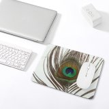 yanfind The Mouse Pad Feathers Iris Flashy Natural Peacock Eye Colorful Accessory Feather Majestic Peafowl Eye Pattern Design Stitched Edges Suitable for home office game