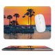 yanfind The Mouse Pad Boats Afterglow Vacation Palm Coconut Scenery Sunset Oceanside Leisure Beach Ripples Watercrafts Pattern Design Stitched Edges Suitable for home office game