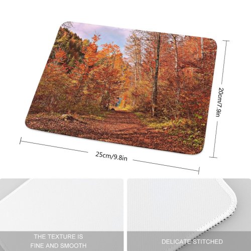 yanfind The Mouse Pad Abies Road Leaf Plant Domain Trunk Pictures Ground Outdoors Tree Fir Pattern Design Stitched Edges Suitable for home office game
