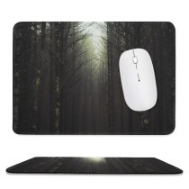 yanfind The Mouse Pad Backlit Park Fog Dark Foggy Rural Forest Scenic Trees Woods Conifer Countryside Pattern Design Stitched Edges Suitable for home office game