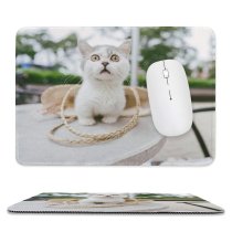 yanfind The Mouse Pad Funny Curiosity Outdoors Sit Cute Little Street Eye Portrait Kitten Flower Pet Pattern Design Stitched Edges Suitable for home office game