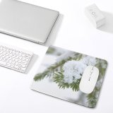 yanfind The Mouse Pad Fir Chrismas Winter Pine Family Forest Frost Plant Flower Tree Tree Branch Pattern Design Stitched Edges Suitable for home office game