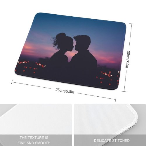yanfind The Mouse Pad Luizclas Love Couple Silhouette Lovers Romantic Evening Sky Dawn Dusk Pattern Design Stitched Edges Suitable for home office game