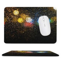 yanfind The Mouse Pad Blur Focus Dark Design Shining Lights Colorful Waterdrops Drop Luminescence Abstract Round Pattern Design Stitched Edges Suitable for home office game