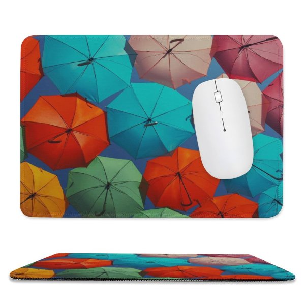 yanfind The Mouse Pad Mattia Astorino Umbrellas Multicolor Colorful Vibrant Sky Pattern Design Stitched Edges Suitable for home office game