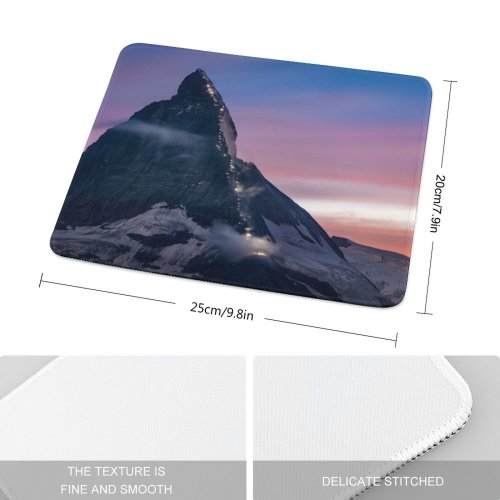yanfind The Mouse Pad Matterhorn Mountain Dusk Peak Sunrise Switzerland Pattern Design Stitched Edges Suitable for home office game