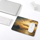 yanfind The Mouse Pad Backlit Golden Afterglow Scenery Clouds Sunset Beach Ripples Peaceful Sunrise Boat Tranquil Pattern Design Stitched Edges Suitable for home office game