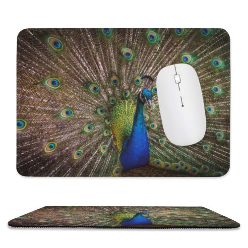 yanfind The Mouse Pad Paul Carmona Peacock Peafowl Beautiful Feathers Closeup Bird Colorful Pattern Design Stitched Edges Suitable for home office game