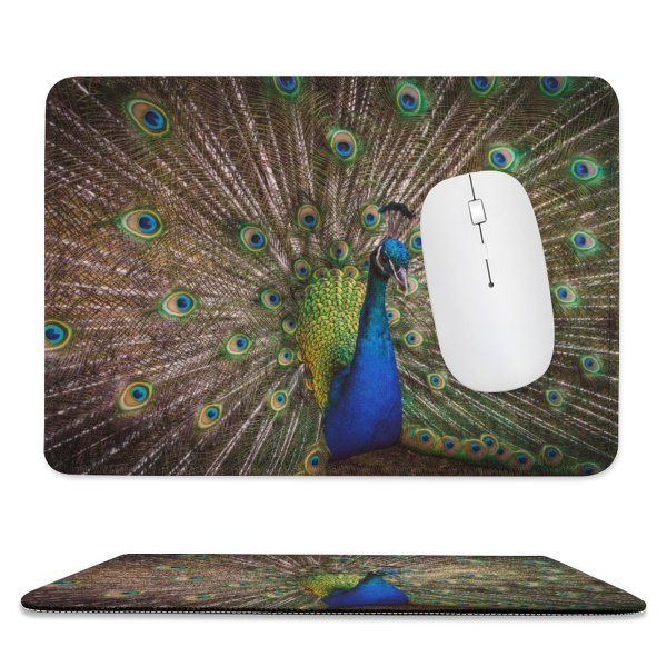 yanfind The Mouse Pad Paul Carmona Peacock Peafowl Beautiful Feathers Closeup Bird Colorful Pattern Design Stitched Edges Suitable for home office game