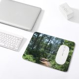 yanfind The Mouse Pad Coniferous Woods Fir Tropical Tree Trail Road Forest Trees Way Natural Road Pattern Design Stitched Edges Suitable for home office game