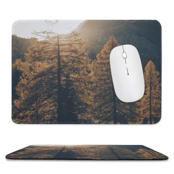 yanfind The Mouse Pad Backlit Fog Season Desktop Hazy Sunlight Autumn Daylight Mountains Sunrays Dolomites Mist- Pattern Design Stitched Edges Suitable for home office game