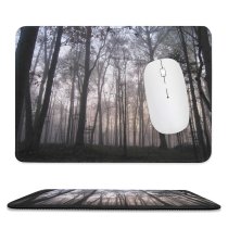 yanfind The Mouse Pad Coniferous Leaves Tropical Tree Forest Fog Sunrise Northern Old Growth Mist Landscape Pattern Design Stitched Edges Suitable for home office game