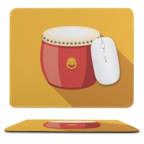 yanfind The Mouse Pad Chinese Rhythm Percussion Tradition Drum Instrument Design East Art China Culture Pattern Design Stitched Edges Suitable for home office game